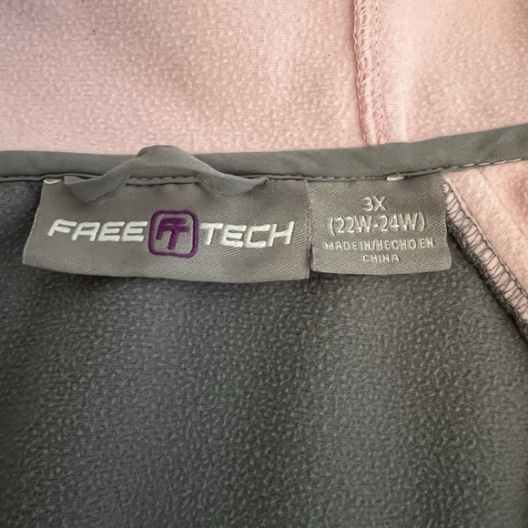 Free Tech Soft Shell Jacket‎ Coat Pink Grey Hooded Full Zip Women's 3XL 22W-24W - Picture 3 of 7